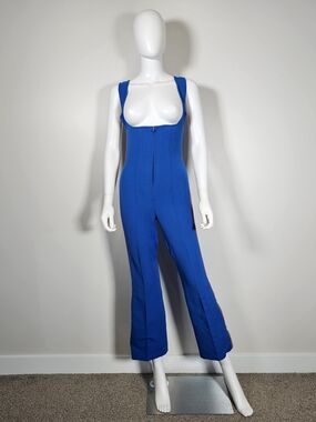 Vintage Roffe Cobalt Blue w/ Rainbow Stripe Ski Bib Pants Sz 10
